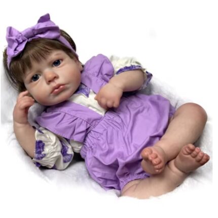 Bebe Reborn Muñeca / Muñeco Lou Lou Despierto Ojos Abiertos Cuerpo Tela con pelo 50 CM